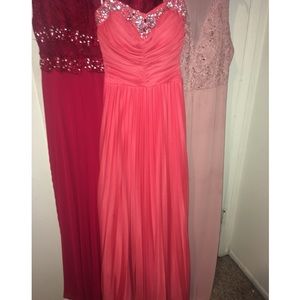 Long prom pink dress
